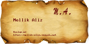 Mellik Aliz névjegykártya